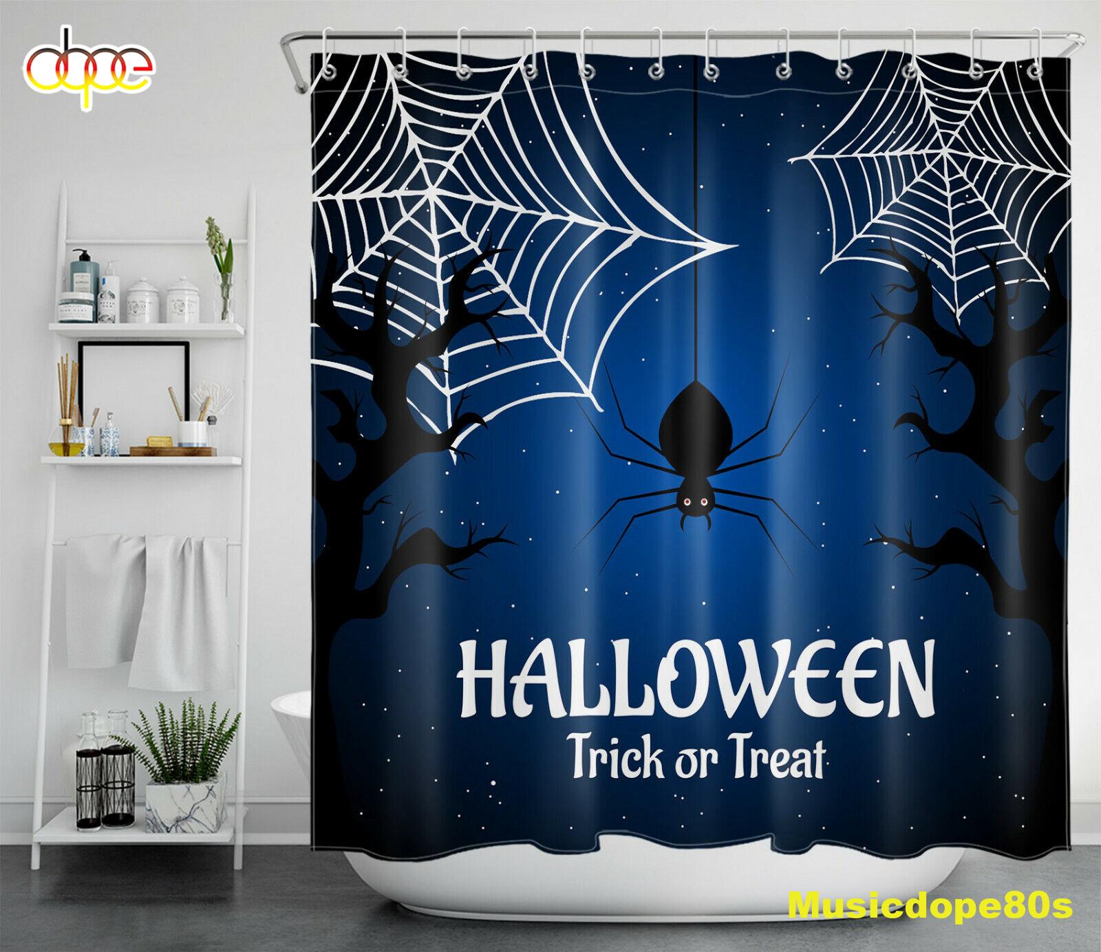 Halloween Treat Or Trick Spider Dead Tree Star Shower Curtain 1