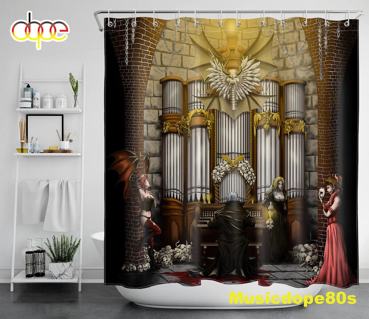 Halloween Vampires Castle Succubus Skulls Waterproof Fabric Shower Curtain 1