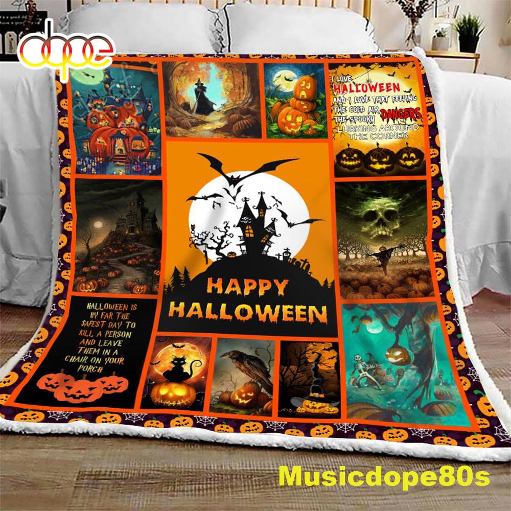 Happy Halloween Pumpkin Halloween Sofa Fleece Throw Blanket