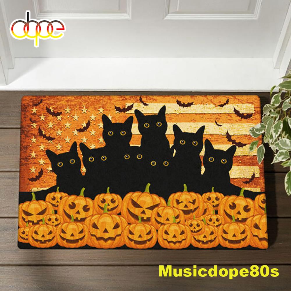 Happy Hallowen2022 Black Cats Halloween American Doormat