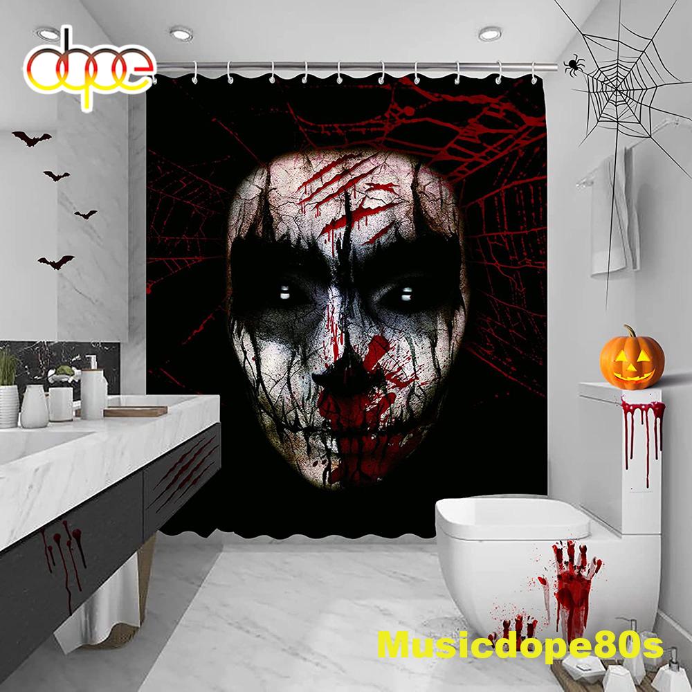 Horror Bloody Scary Ghost Bloody Face Halloween 2022 Shower Curtains