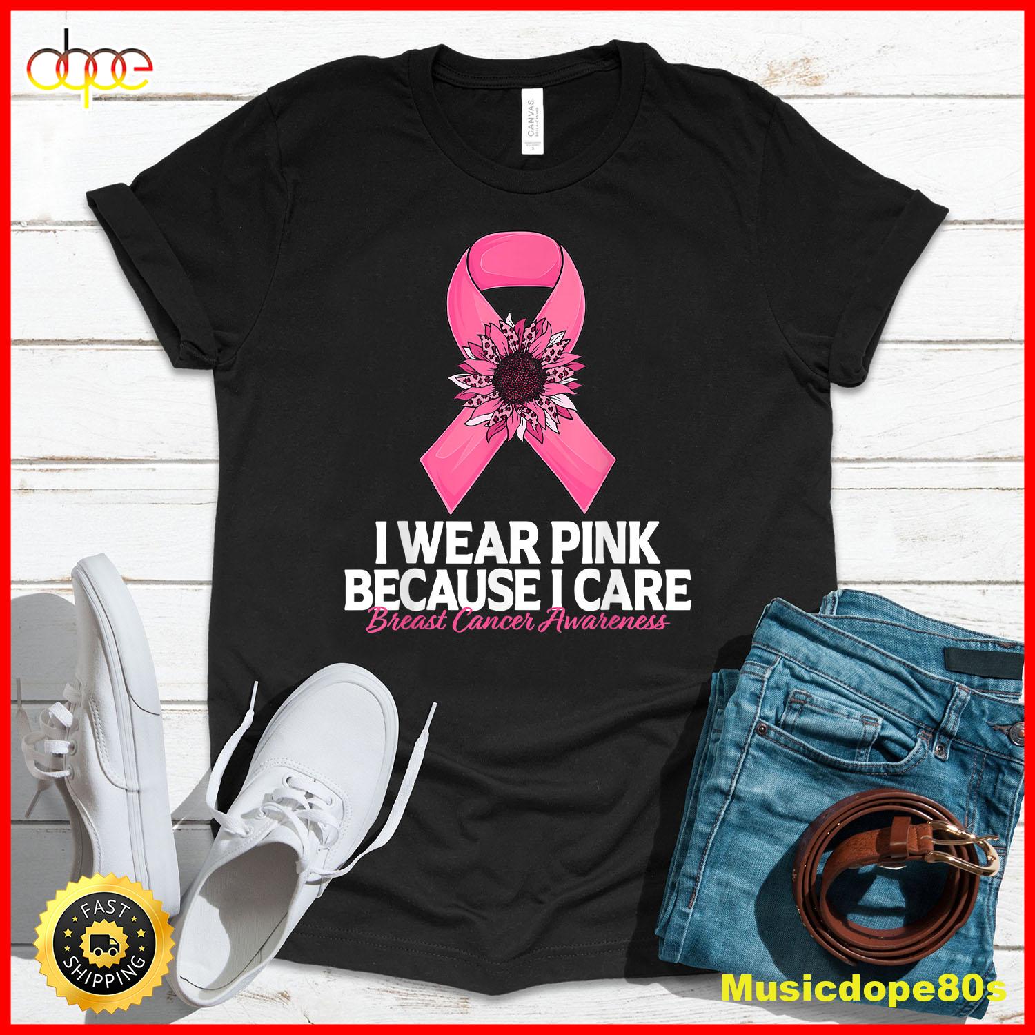 In October We Wear Pink Sunflower Breast Cancer Awareness T Shirt