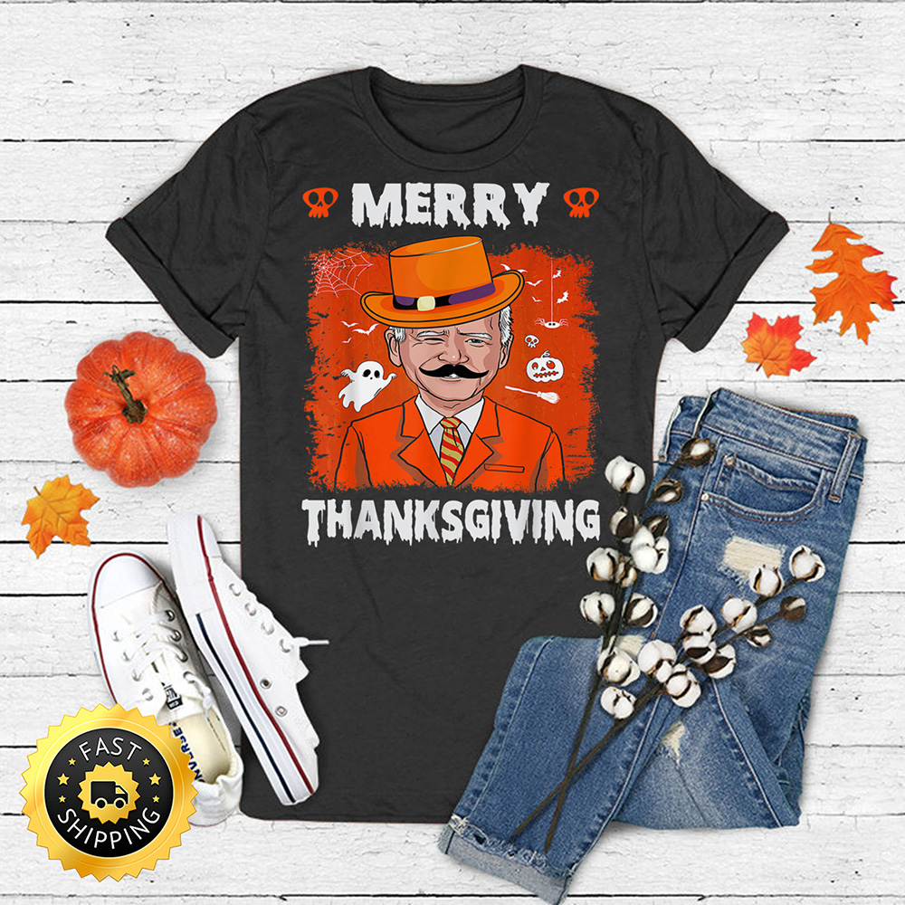 Joe Biden Merry Thanksgiving Ghost Pumpkin Funny Halloween T Shirt