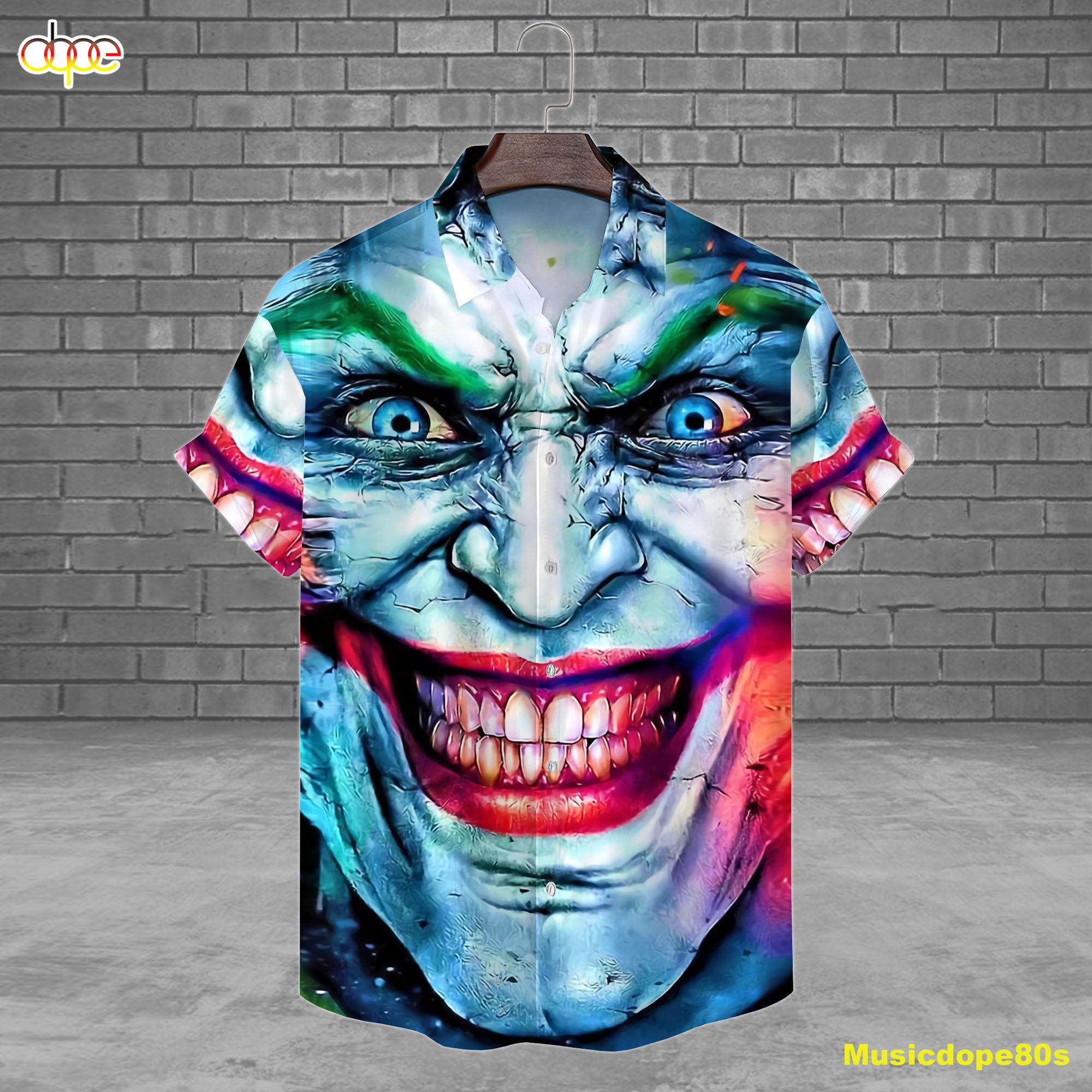 Joker Scary Smile Horror Movie Halloween All Over Print 3D Hawaiian Shirt