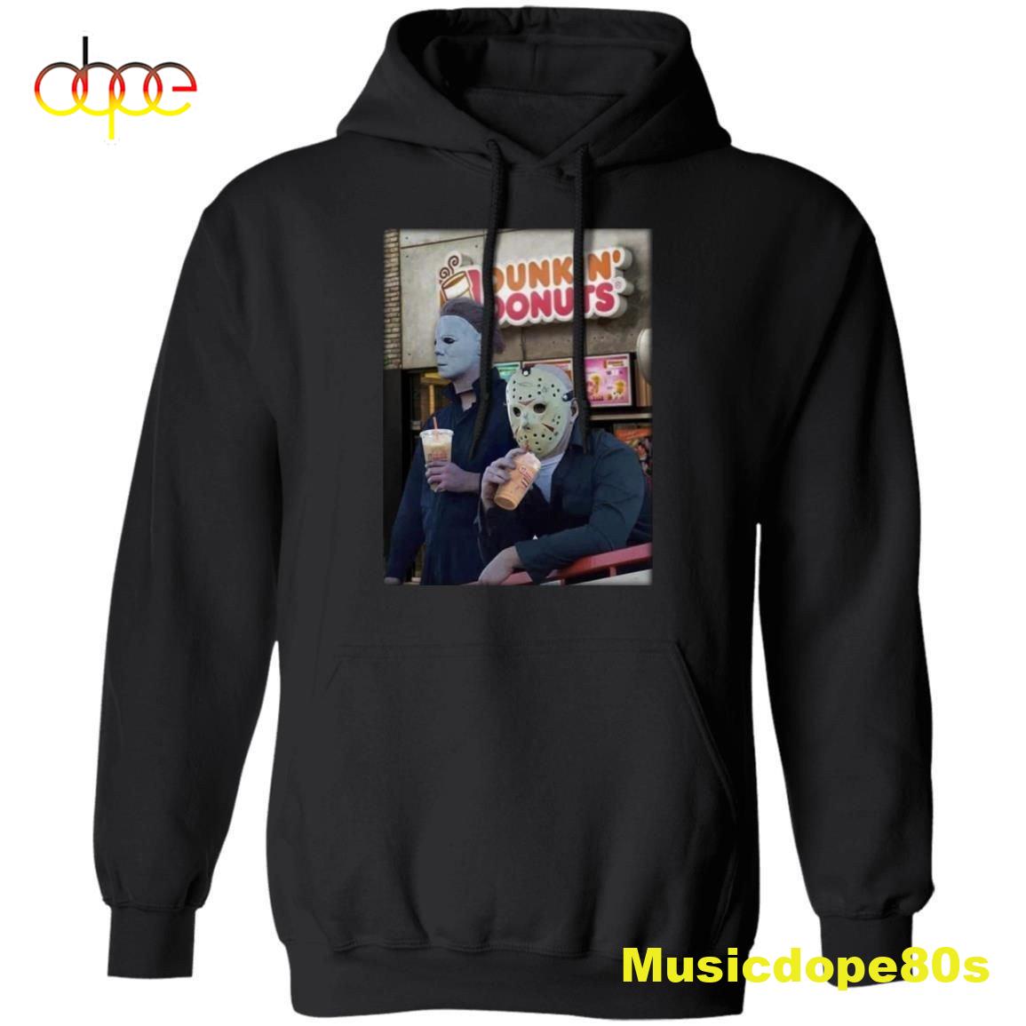 Michael Myers And Jason Voorhees Drink Dunkin Donuts T Shirt