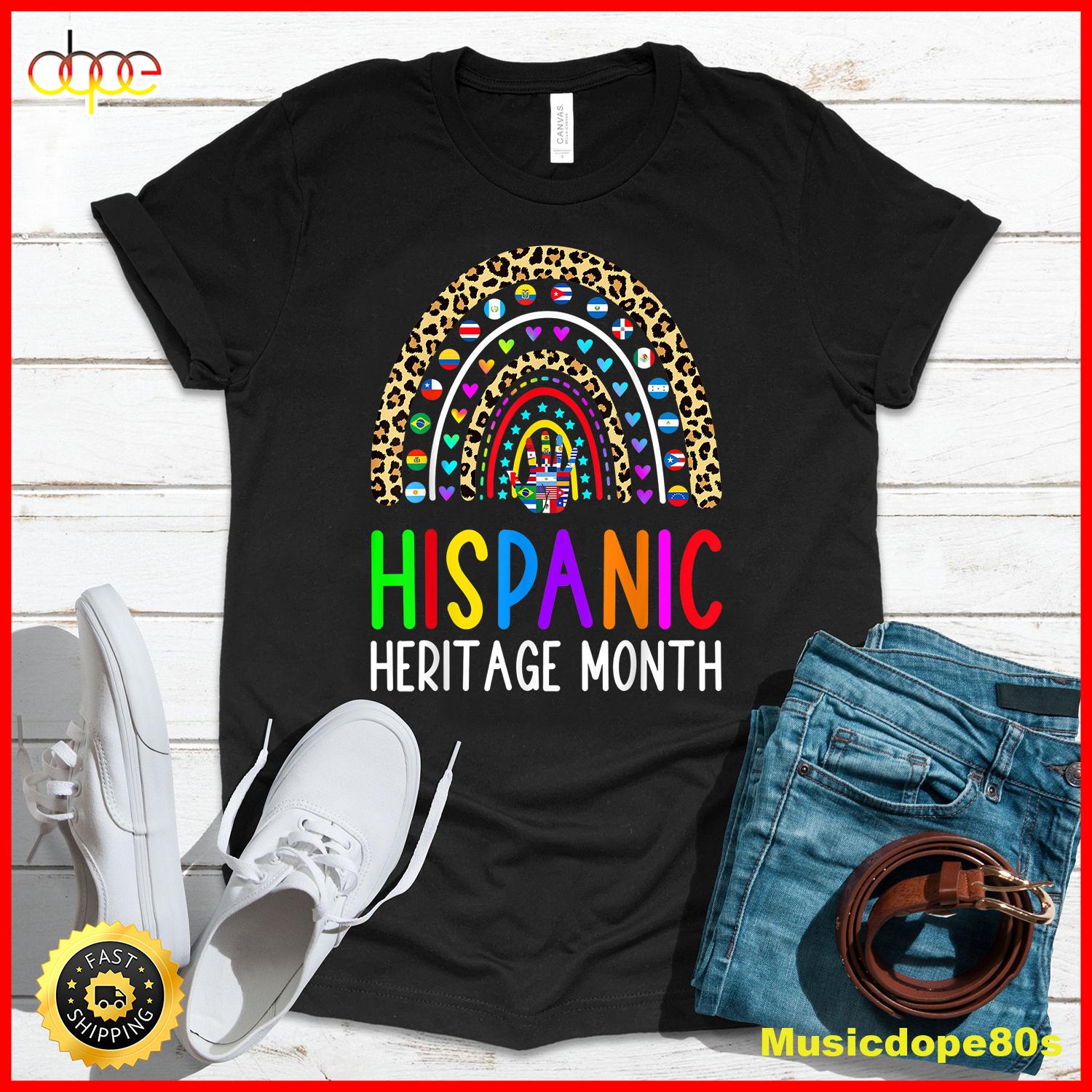 National Hispanic Heritage Month Rainbow All Countries Flags T Shirt