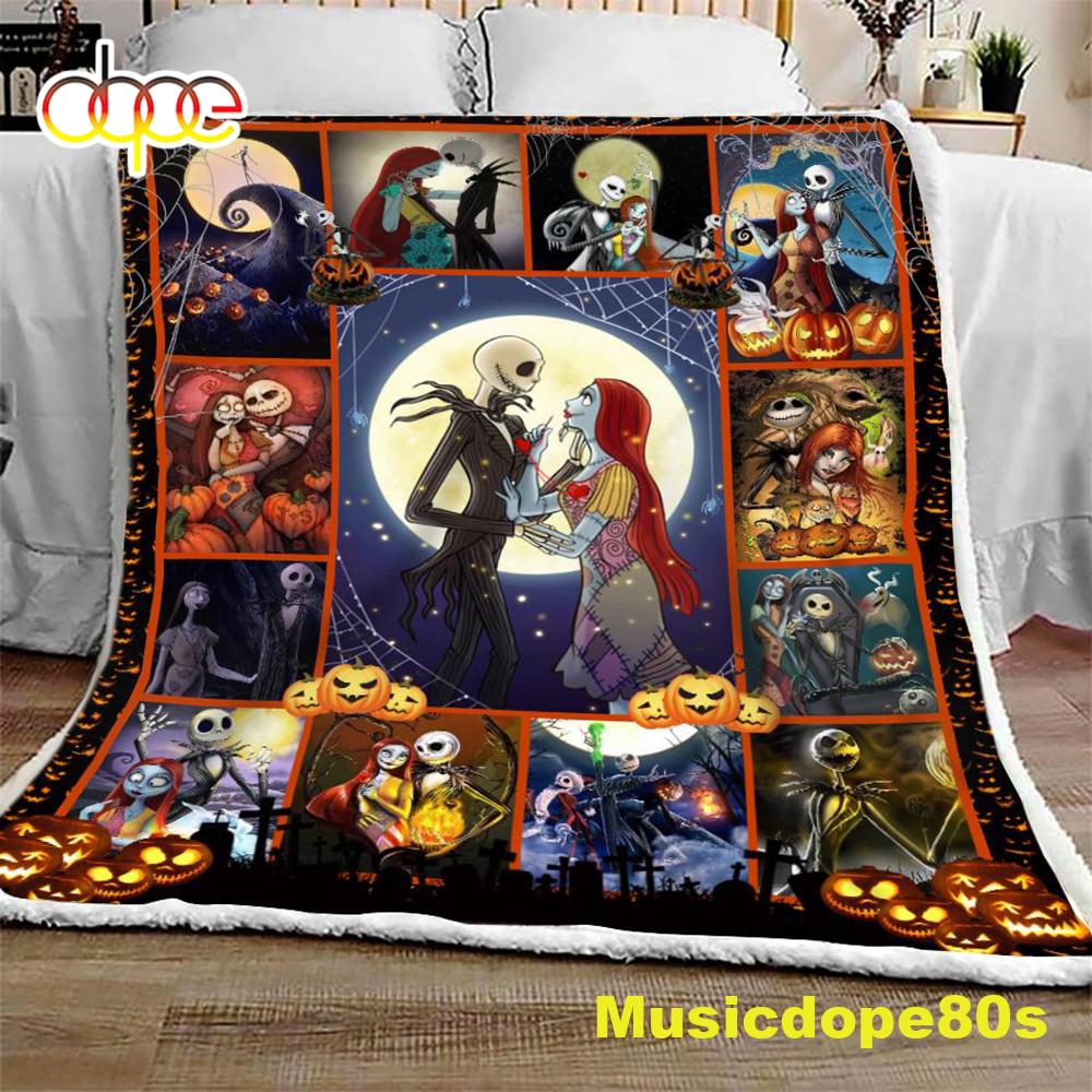 Nightmare Jack Couple Halloween Sofa Fleece Throw Blanket