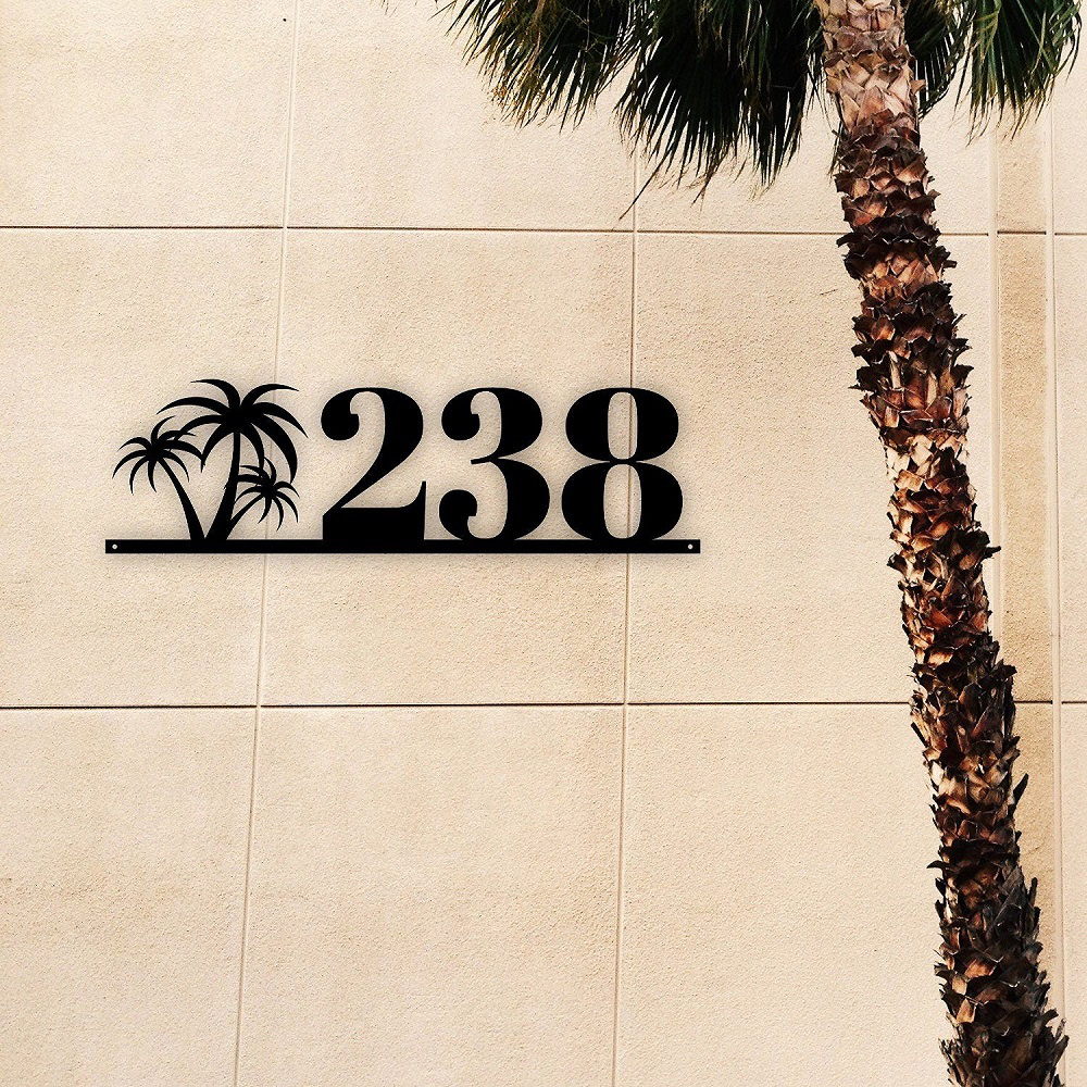 Palm Tree House Number Beach Decor Custom Metal Sign