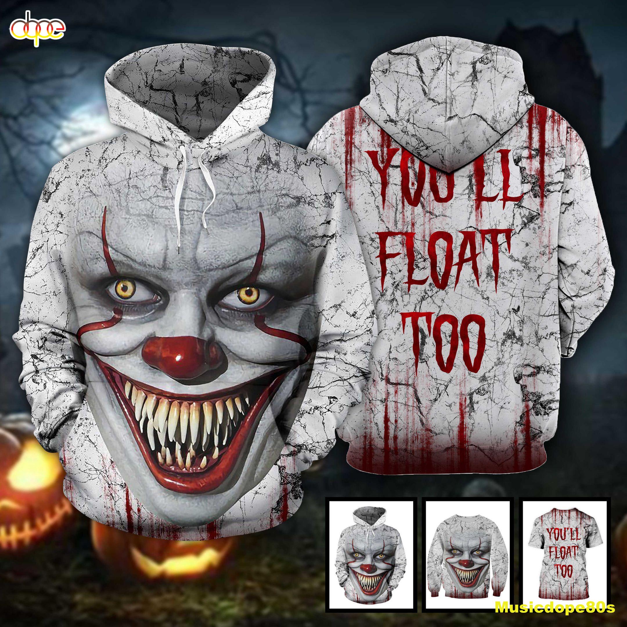 Pennywise You Ll Float Too IT Horror Movie Halloween All Over Print 3D Shirt