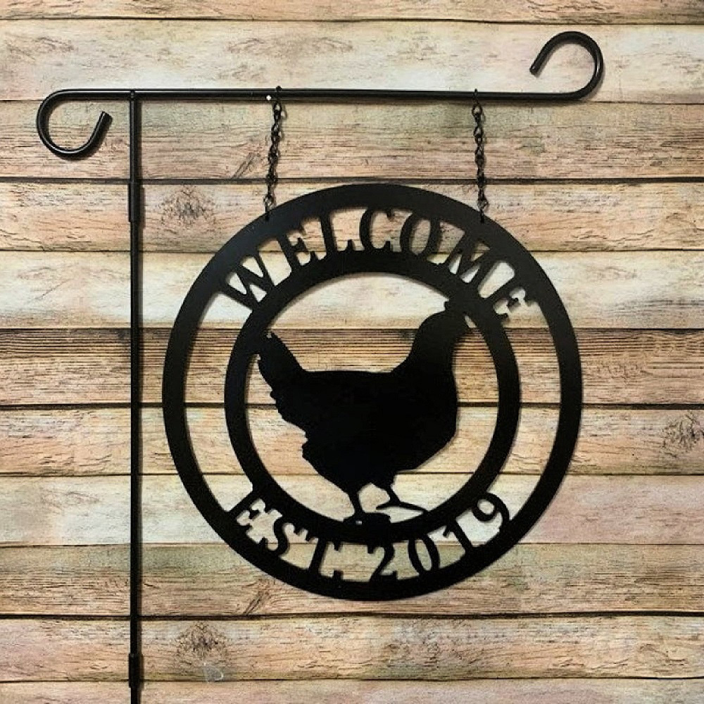 Personalized Farm Sign Chicken Design Halloween Decor Custom Metal Sign