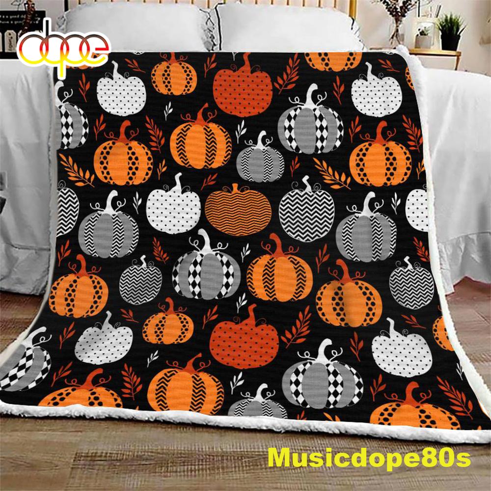 Pumpkin Patch Halloween Sofa Fleece Throw Blanket
