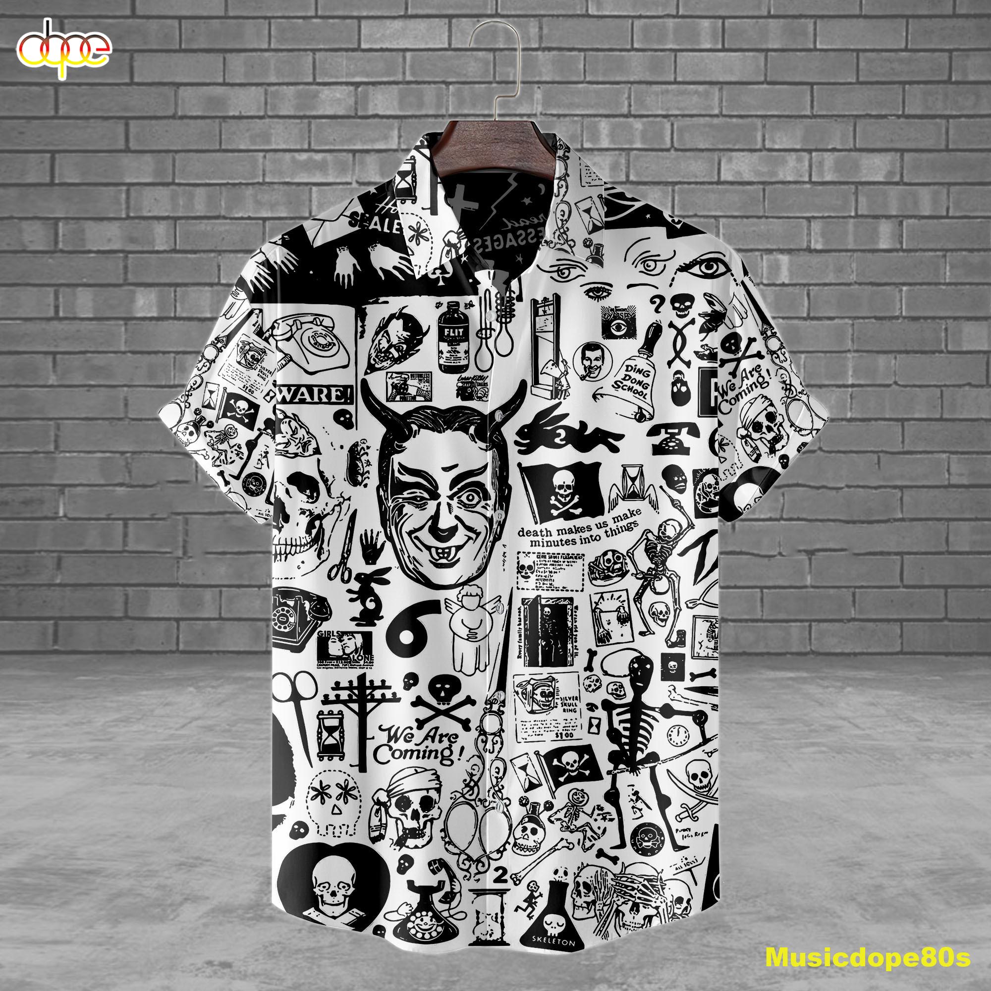 Skeletons Are Coming Evil Icon Drawing Horror Movie Halloween All Over Print 3D Hawaiian Shirt