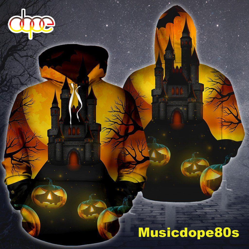 Skull Castle Pumpkin Halloween 3D All Over Print
