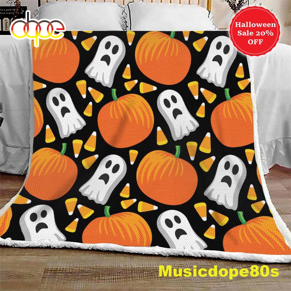 Spooky Elements Ghost Pumpkins Halloween Sofa Fleece Throw Blanket Halloween Gifts