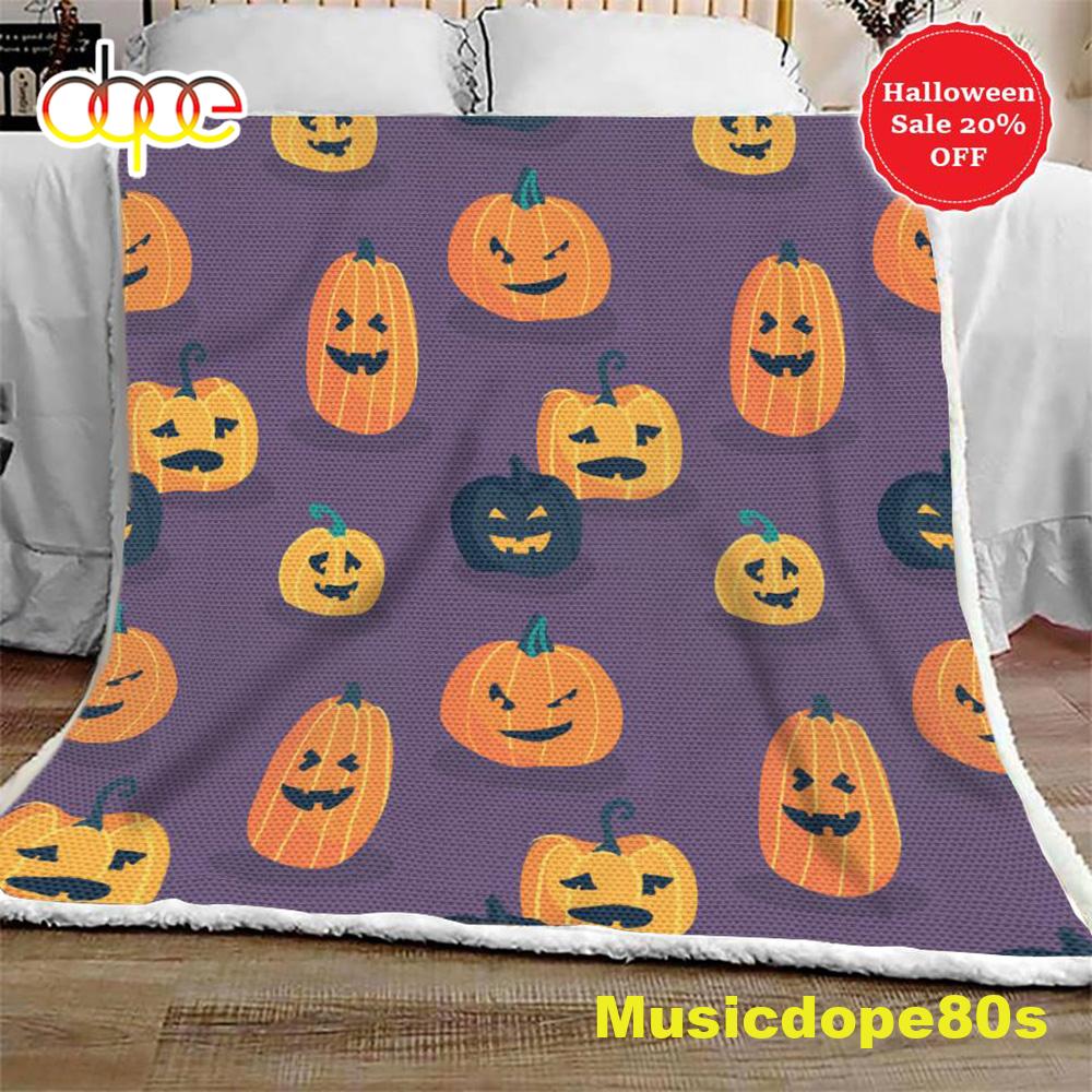 Spooky Pumpkins Funny Evil Halloween Sofa Fleece Throw Blanket Halloween Gifts