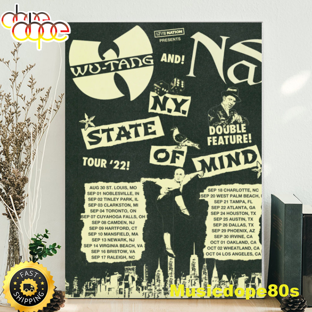 Wu-Tang Clan & Nas: NY State Of Mind Tour 2022 Poster Canvas