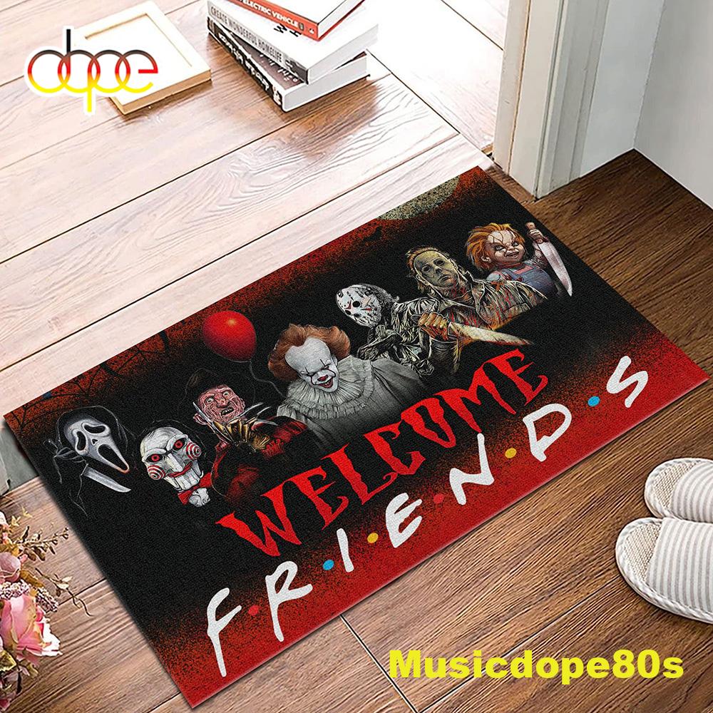 Welcome Friends Horror Characters Movies Halloween 2022 Doormat