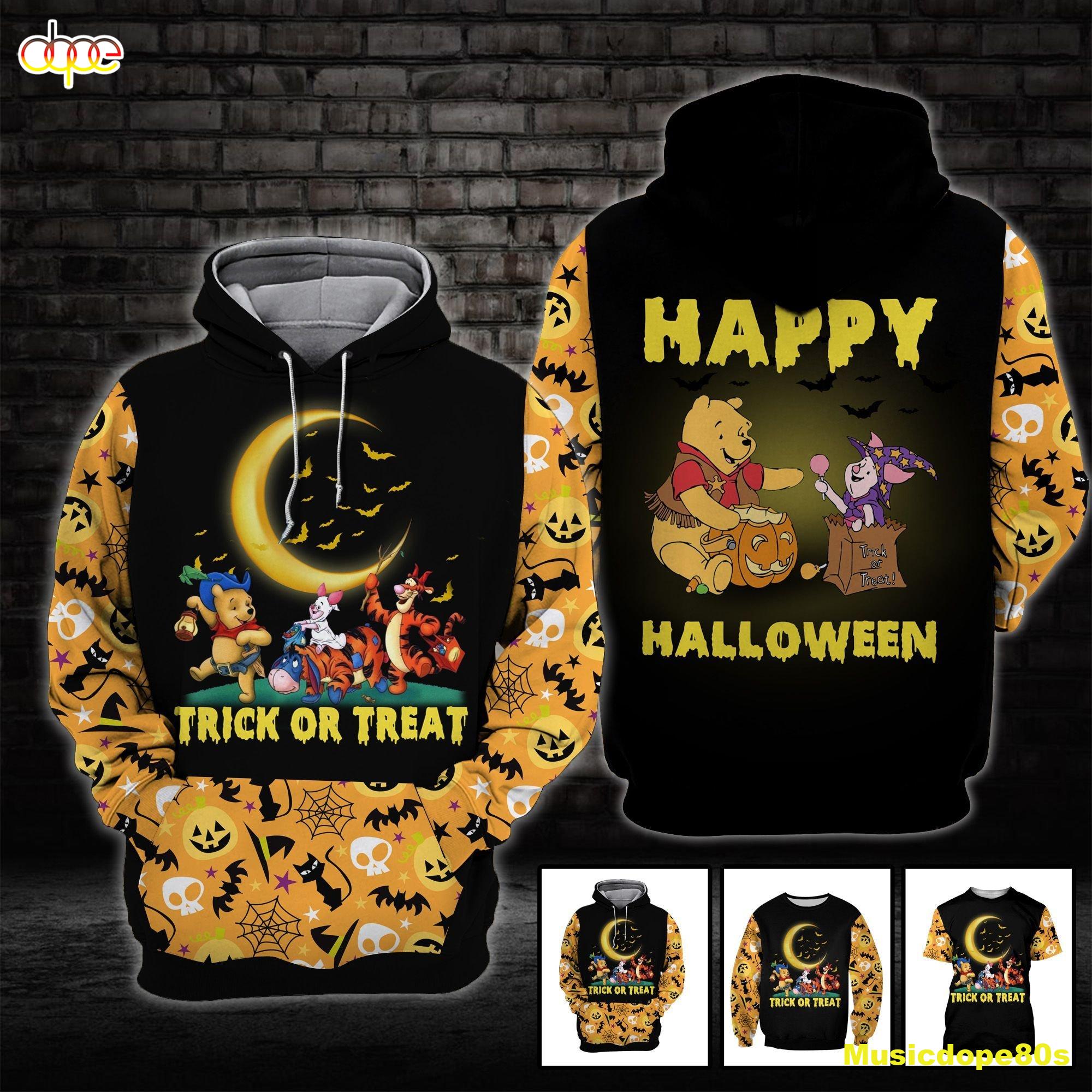 Winnie The Pooh Friends Trick Or Treat Halloween All Over Print 3D Shirt