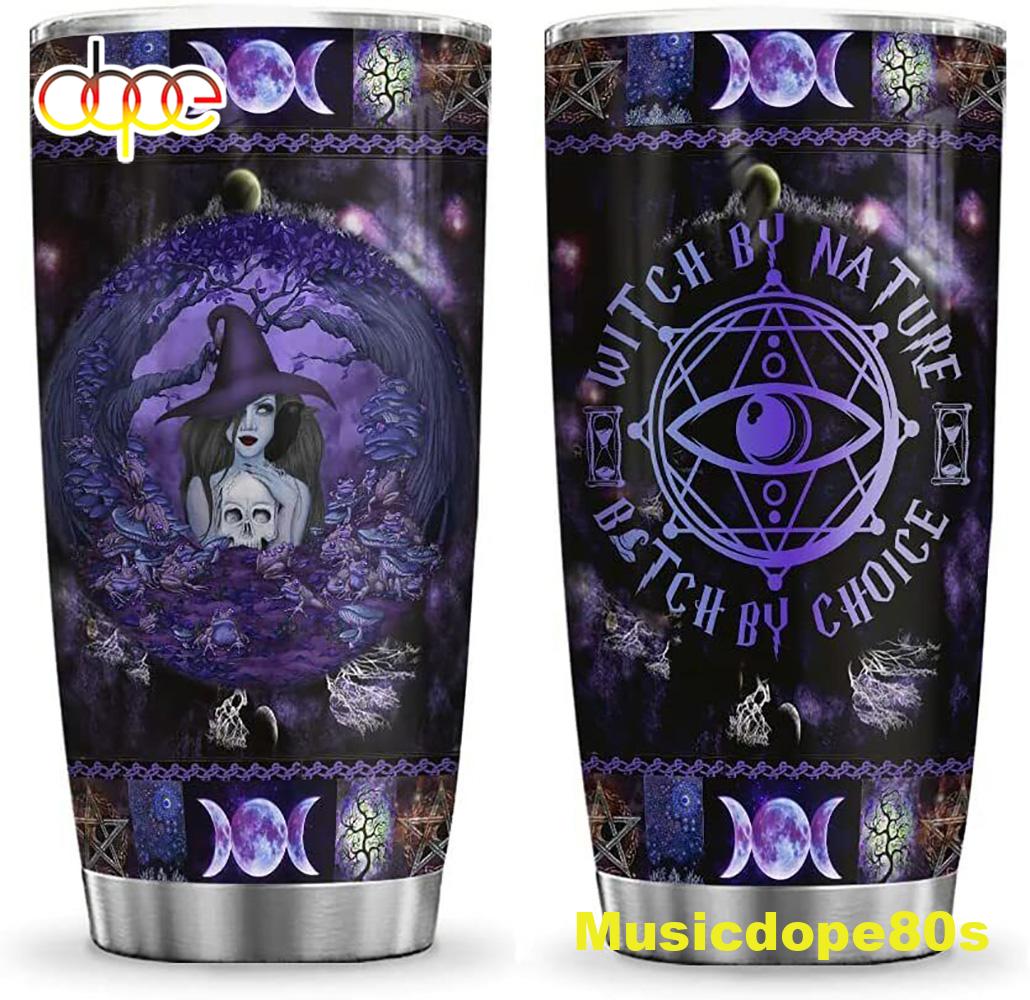 Witch By Nature Halloween Skull Halloween Gifts Tumbler Cup