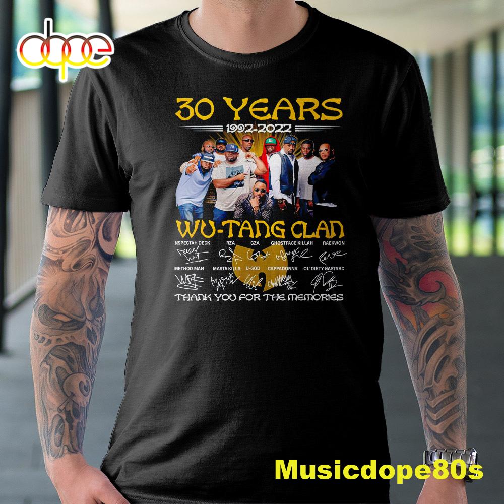 Wu-tang Clan 30 Years 1992 2022 Thank You For The Memories Tshirt