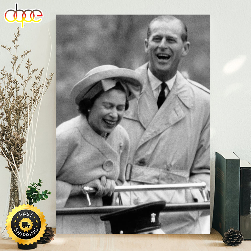 Queen Elizabeth II And Prince Philip Happiness Canvas Poster