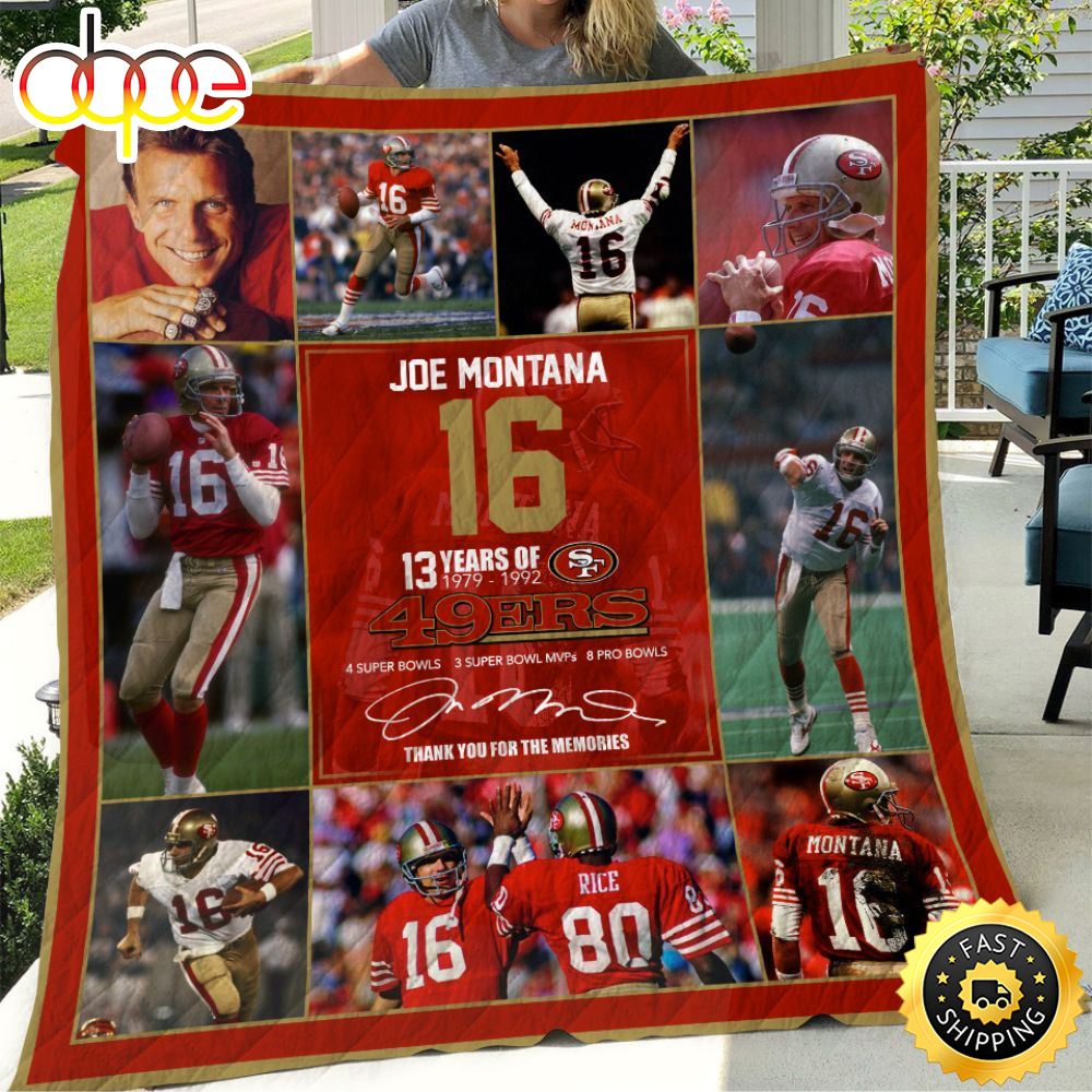 13 Years Of Joe Montana San Francisco 49ers Football Christmas Blanket