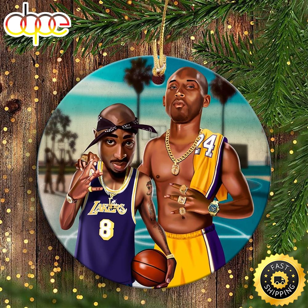 2pac Kobe Bryant Artwork Impressive Hip Hop Christmas Ornament