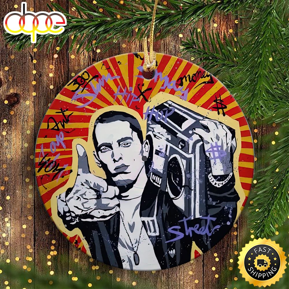 American Rapper Eminem Art Hip Hop Christmas Ornament