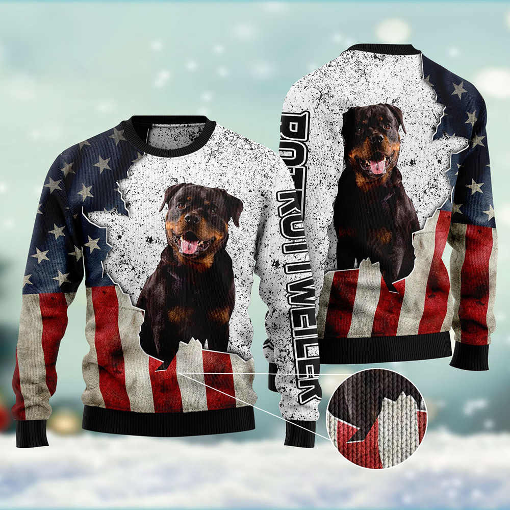 American Rottweiler Ugly Christmas Sweater Christmas Outfits Gift