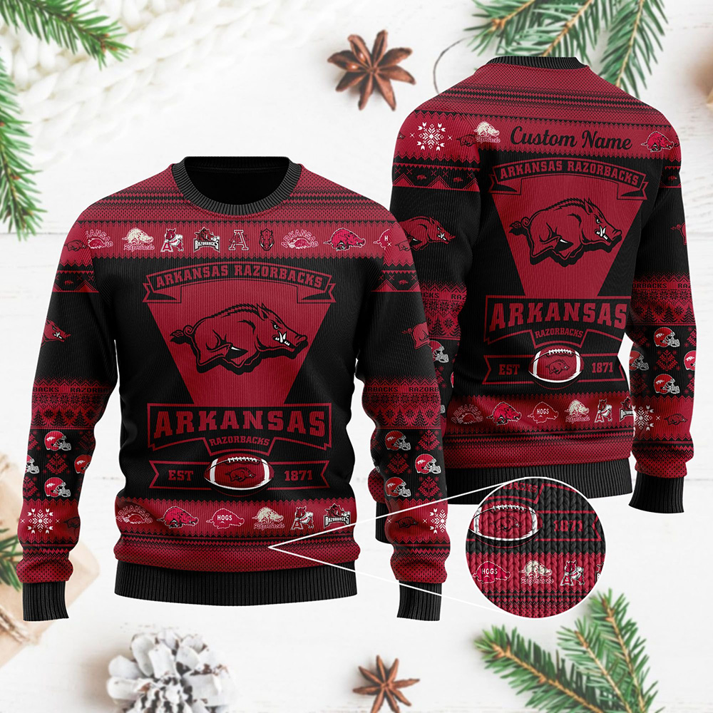 Arkansas Razorbacks Est 87 NFL Christmas Ugly Hristmas Sweater