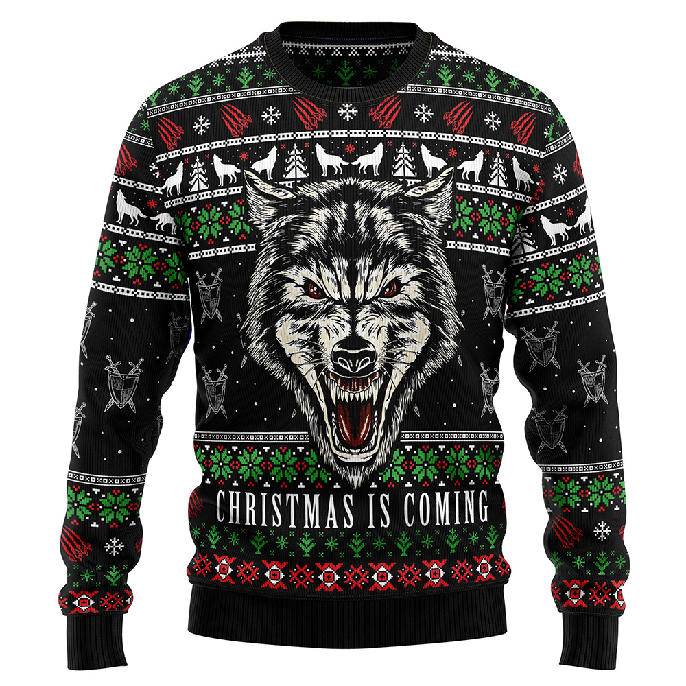 Awesome Wolf Ugly Christmas Sweater Retro Christmas Sweater