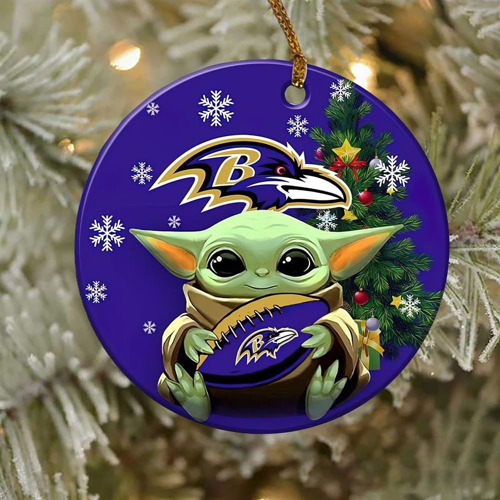 Baltimore Ravens Baby Yoda NFL Ornaments 2022