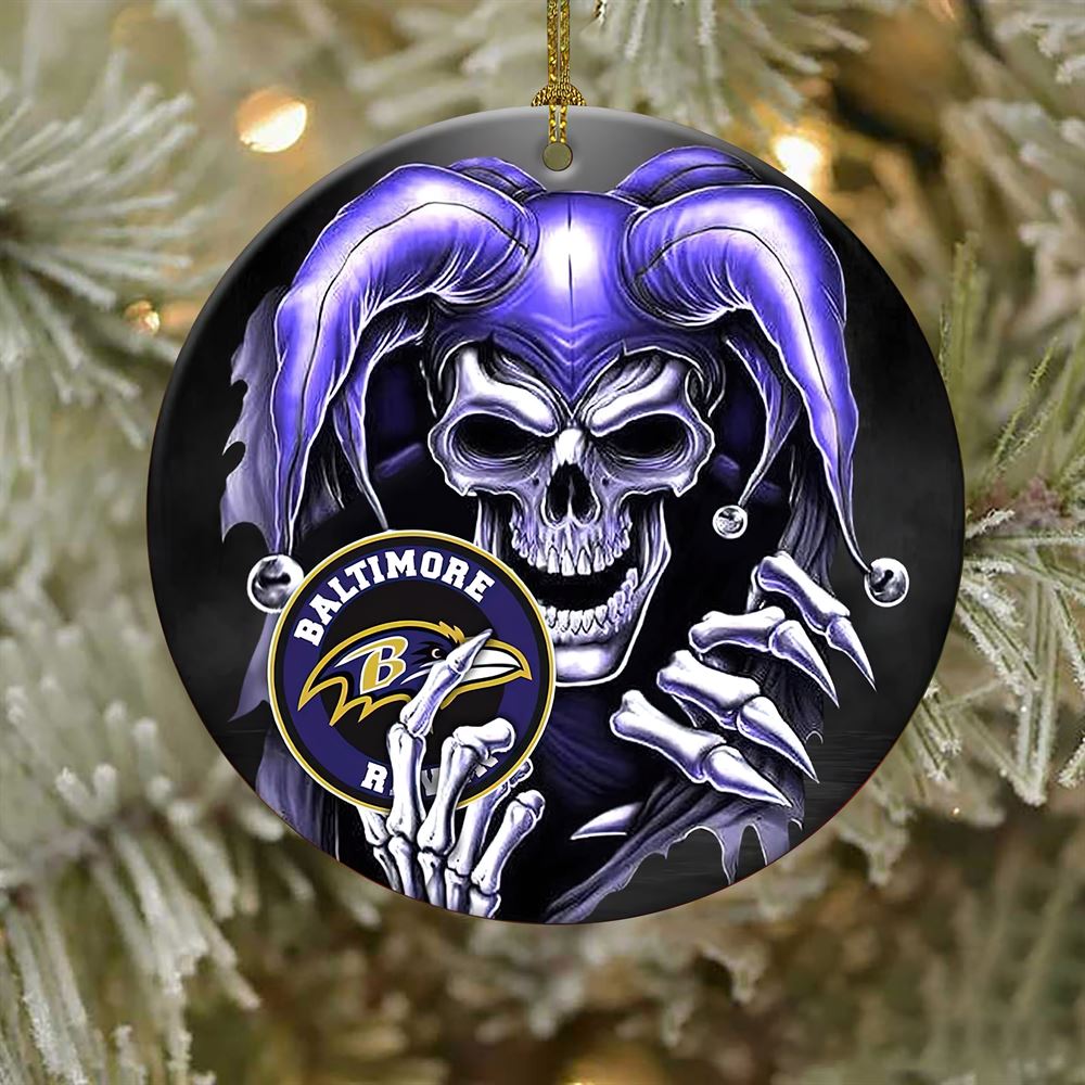 Baltimore Ravens Christmas Aluminum Ornament Skull Joker NFL Ornaments 2022