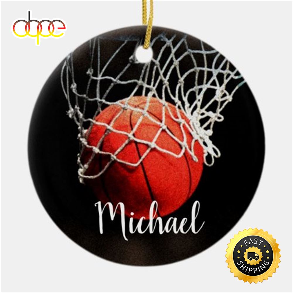 Basketball Artwork Your Name Custom Ceramic NBA Christmas Ornaments