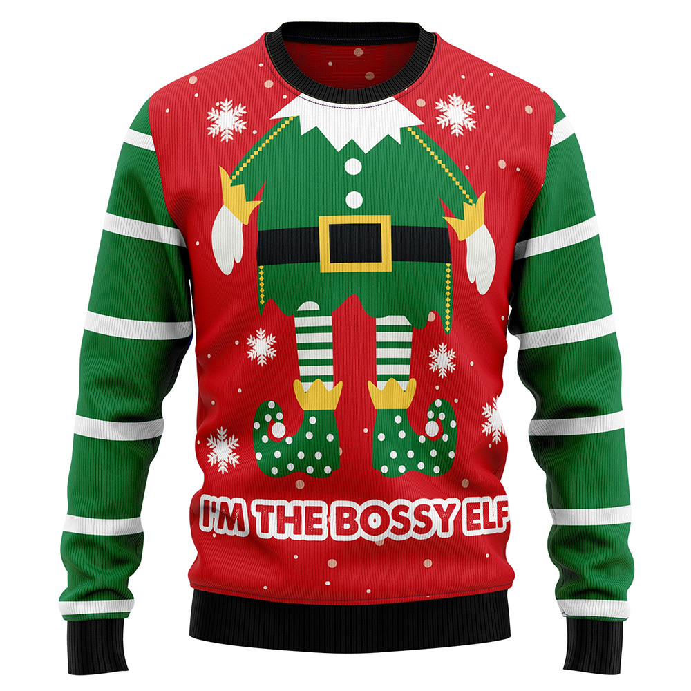 Bossy Elf Ugly Christmas Sweater Christmas Unisex Crewneck Sweater