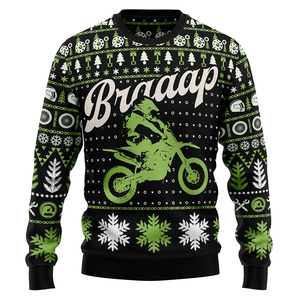 Braaap Moto Ugly Christmas Sweater Christmas Unisex Crewneck Sweater