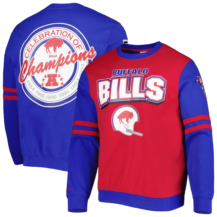 Buffalo Bills Mitchell Ness All Over 2.0 Pullover Sweatshirt