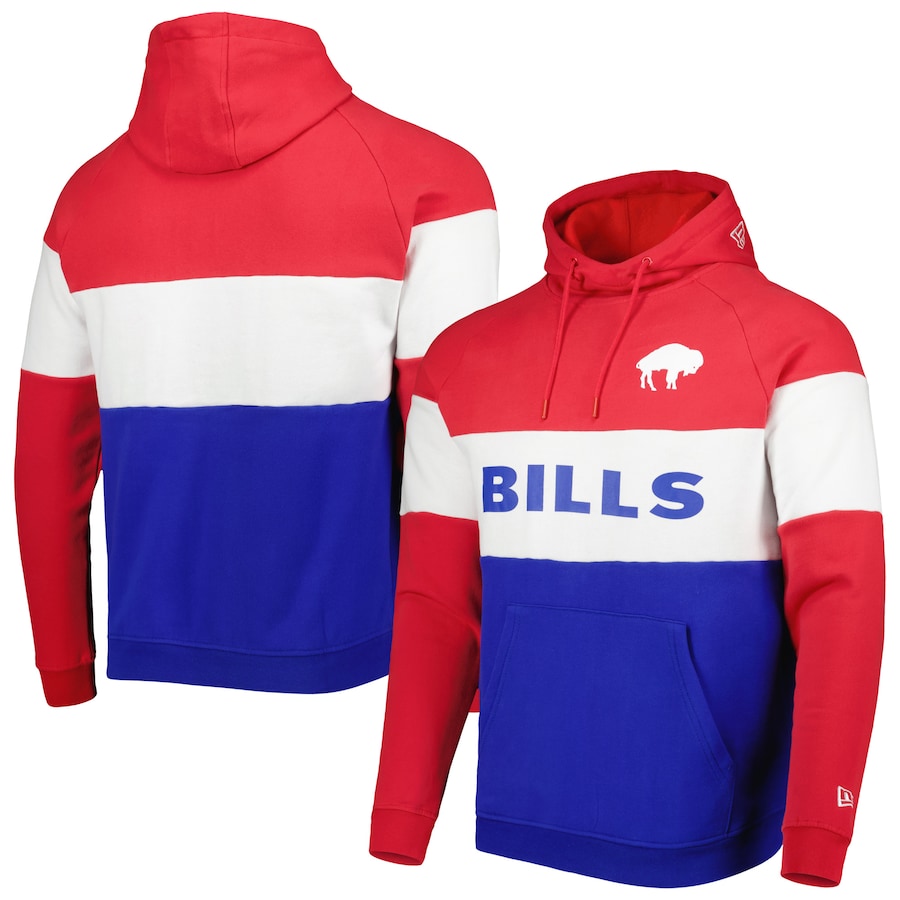 Buffalo Bills New Era Colorblock Throwback Pullover Hoodie