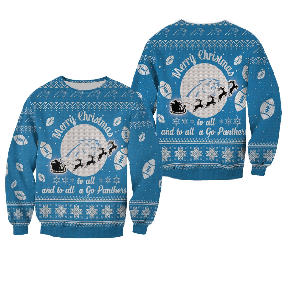 Carolina Panthers To All And To All A Go Panthers Ugly Christmas Festive Ugly Sweater