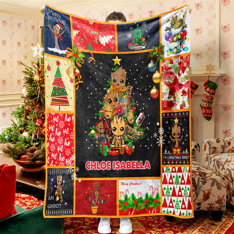 Cartoon Tree Man Christmas Blanket