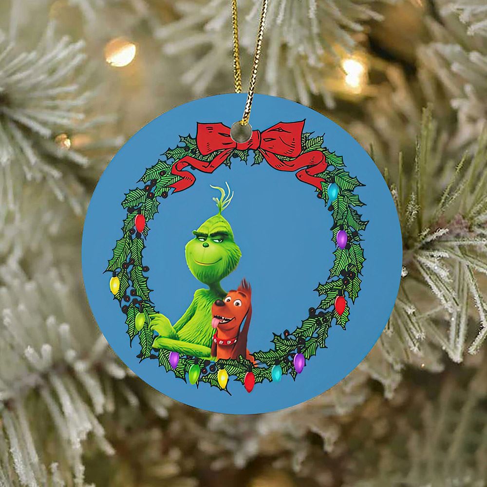 Christmas Wreath Grinch And Max Ornament Stink Stank Grinch Arm Holding Ornament