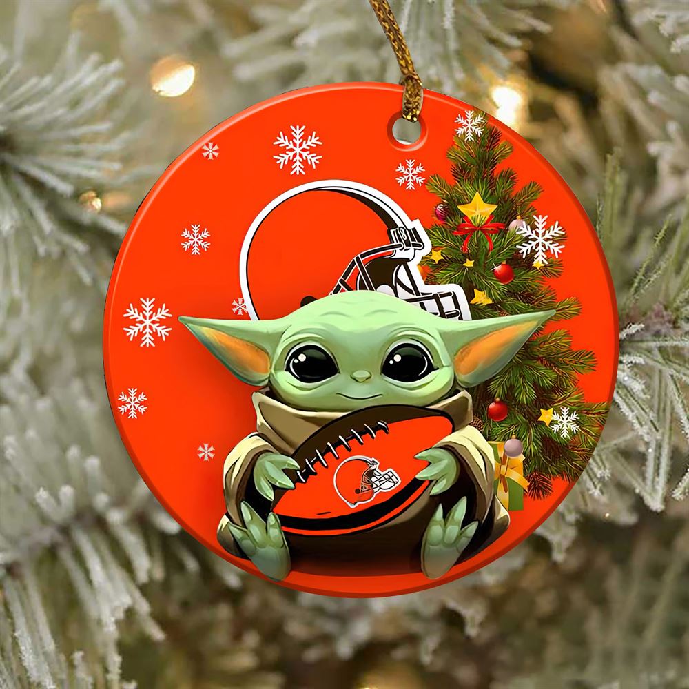 Cleveland Browns Baby Yoda NFL Ornaments 2022