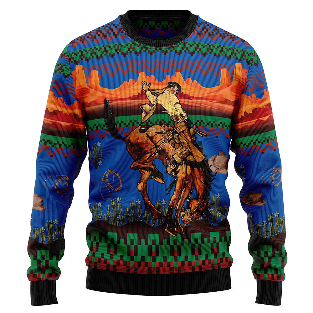 Cowboy Desert Ugly Christmas Sweater - Christmas Graphic Sweater ...