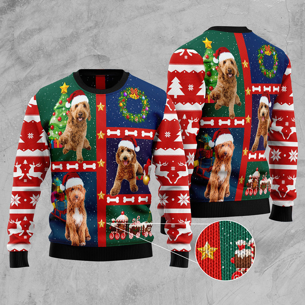 Cute Goldendoodle Ugly Christmas Sweater Xmas Jumper Holiday Pullover