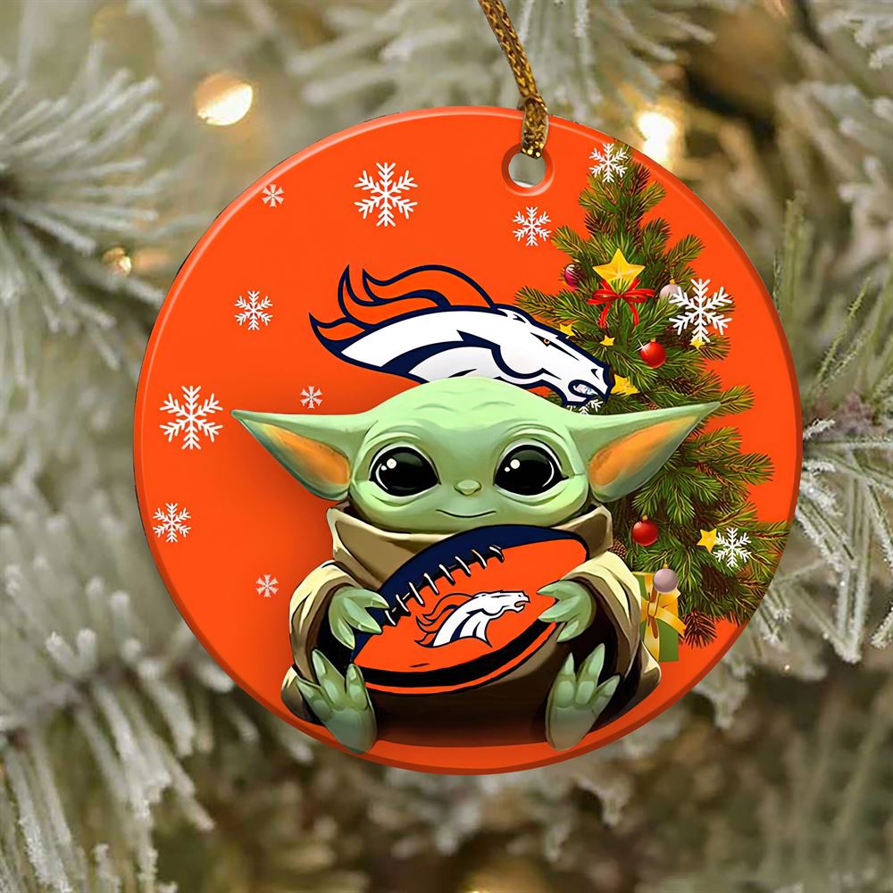 Denver Broncos Baby Yoda NFL Ornaments 2022