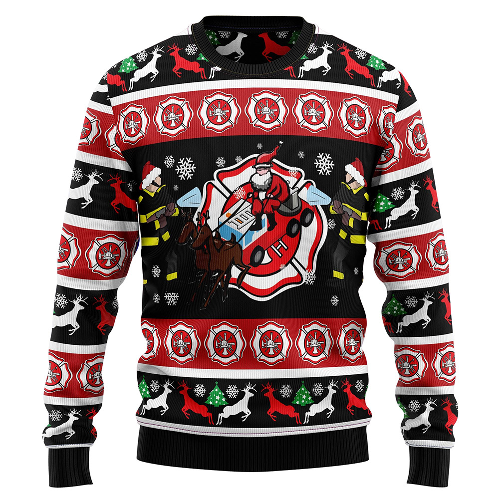 Fireman Firefighter Ugly Christmas Sweater Sweater Christmas Unisex