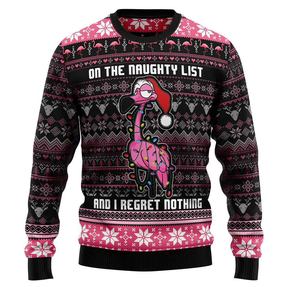 Flamingo Naughty List Ugly Christmas Sweater Christmas Outfits Gift