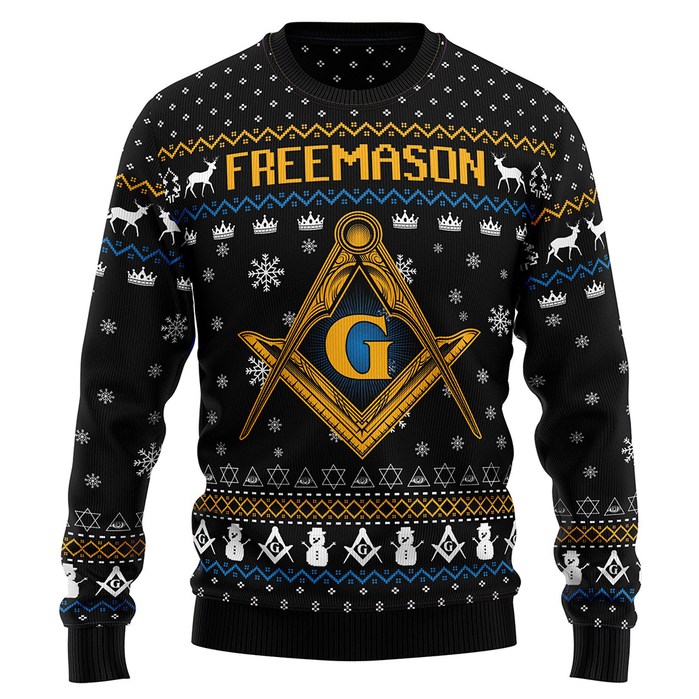Freemason Ugly Christmas Sweater Christmas Crewneck Sweater