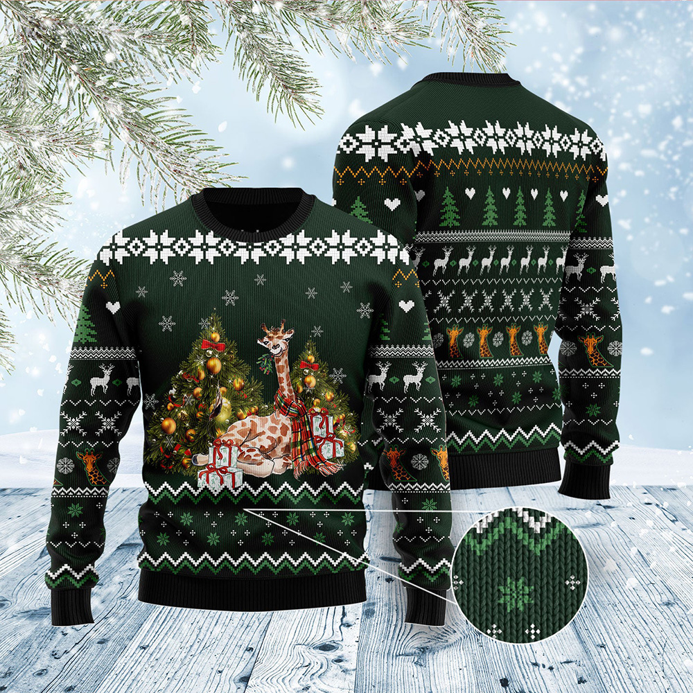 Giraffe Holiday Ugly Christmas Sweater Sweater Christmas Unisex
