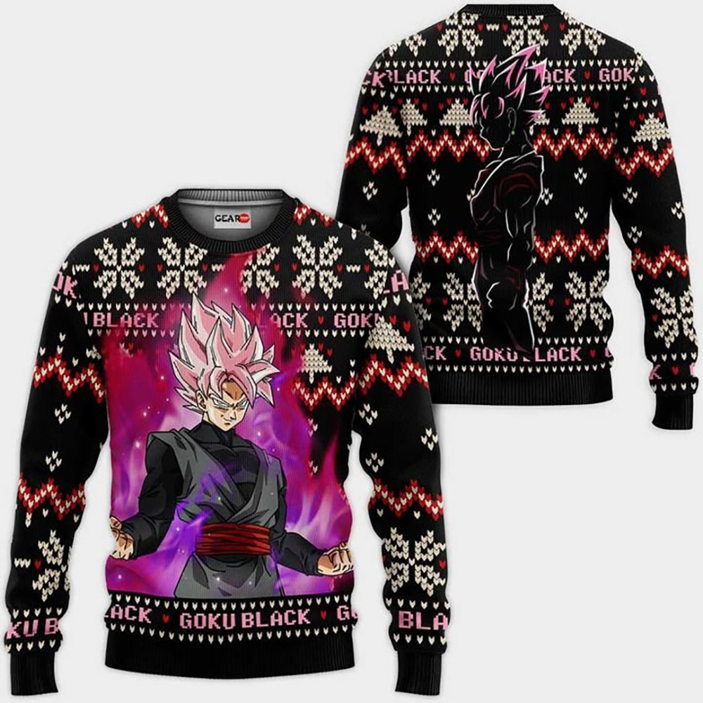 Goku Black Rose Ugly Christmas Dragon Ball Sweater